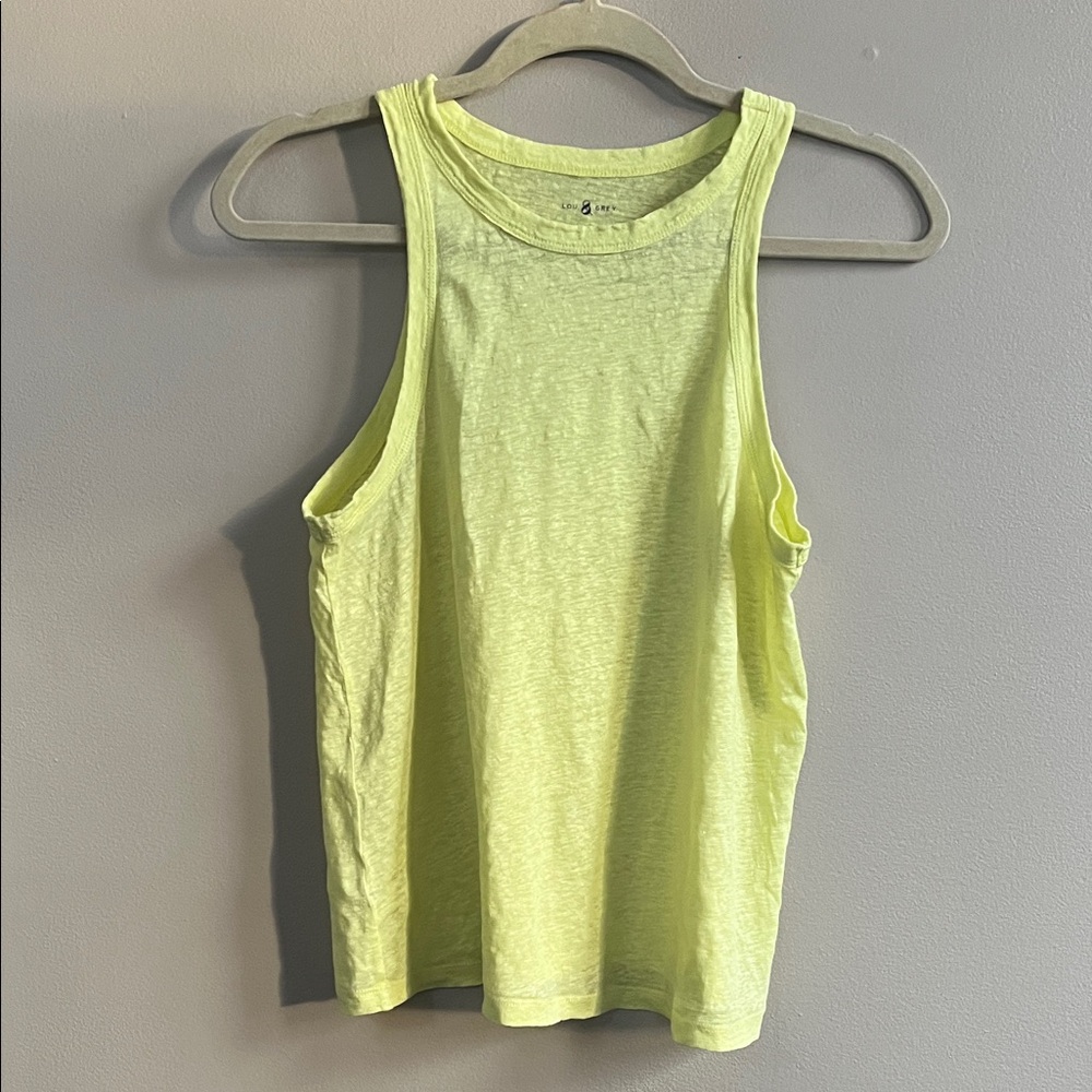 Lou & Grey linen neon yellow racerback tank top size medium